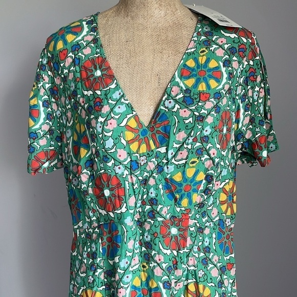 RHODE x Target Zinnia Floral Print Green Midi Dress Size 14 NWT - Picture 5 of 6